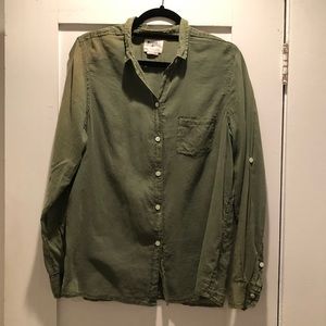 Anthropologie Holding Horses Green Button Down